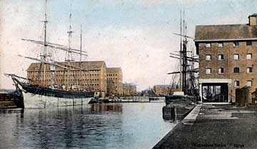 Looking north along Bakers Quay, Gloucester Docks, c1895